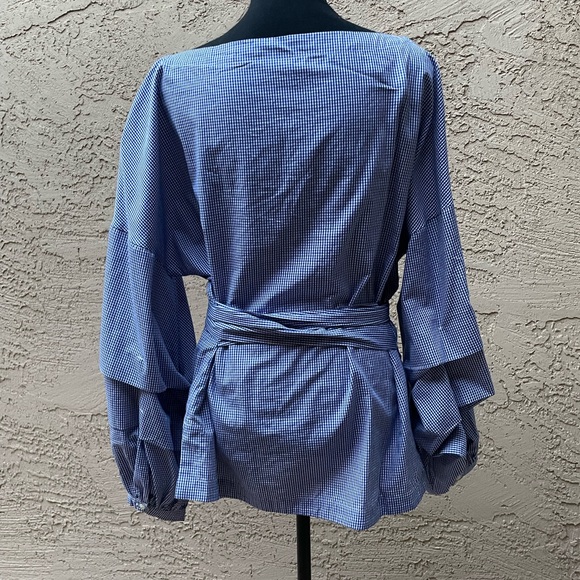 Banana Republic Blue Gingham Shirt with Sash - Picture 2 of 11